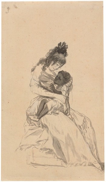 María de la Luz en brazos de la duquesa de Alba retratadas por Goya