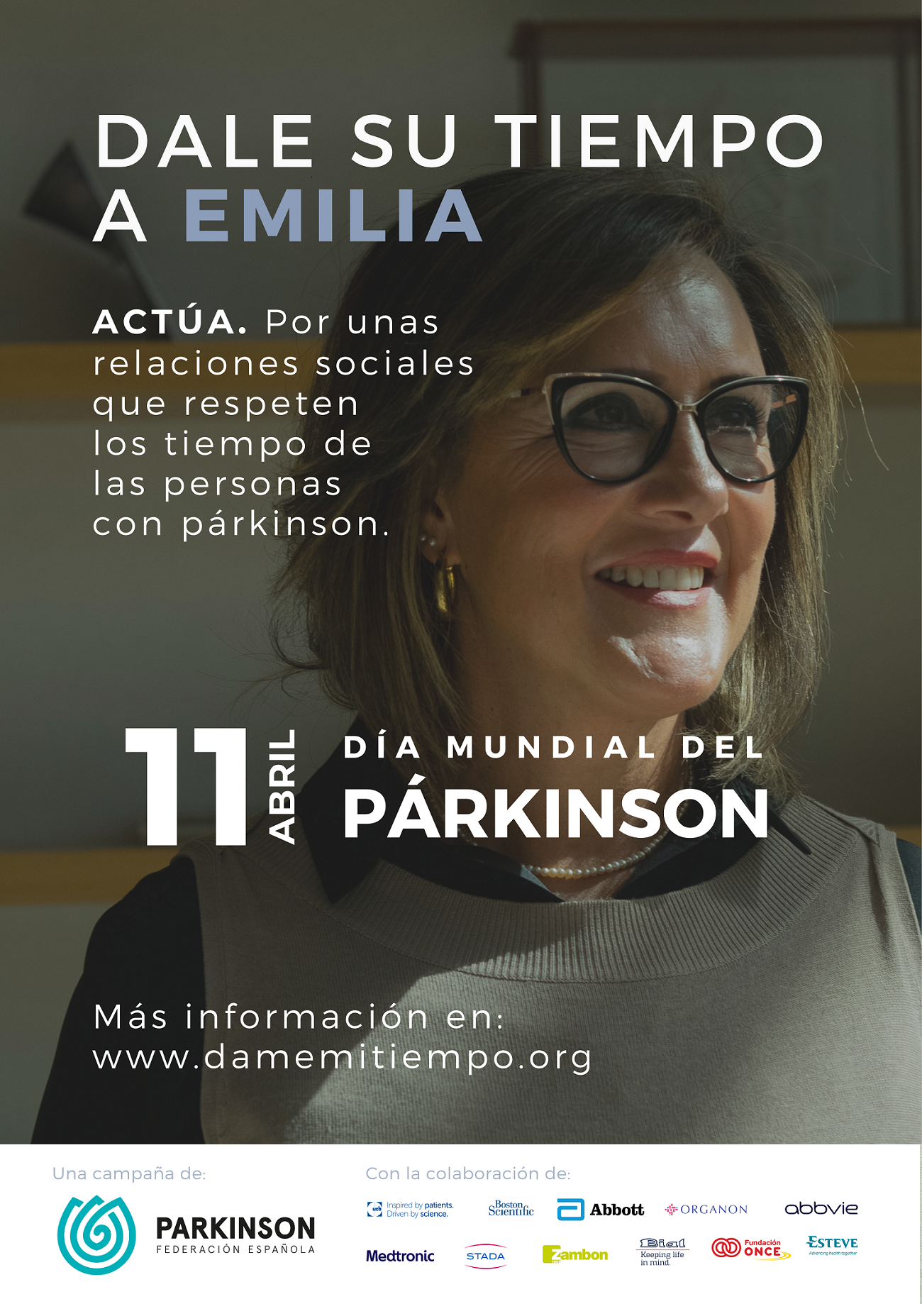 Cartel de Emilia, afectada por párkinson. FEP