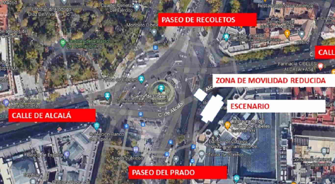 Ubicación prevista para La Fiesta de la Resurrección en Plaza de Cibeles. ACdP