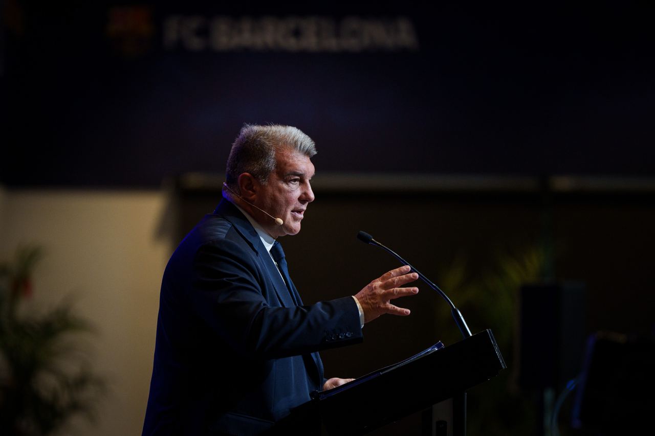 Joan Laporta, durante una rueda de prensa por el caso Negreira. Redes sociales