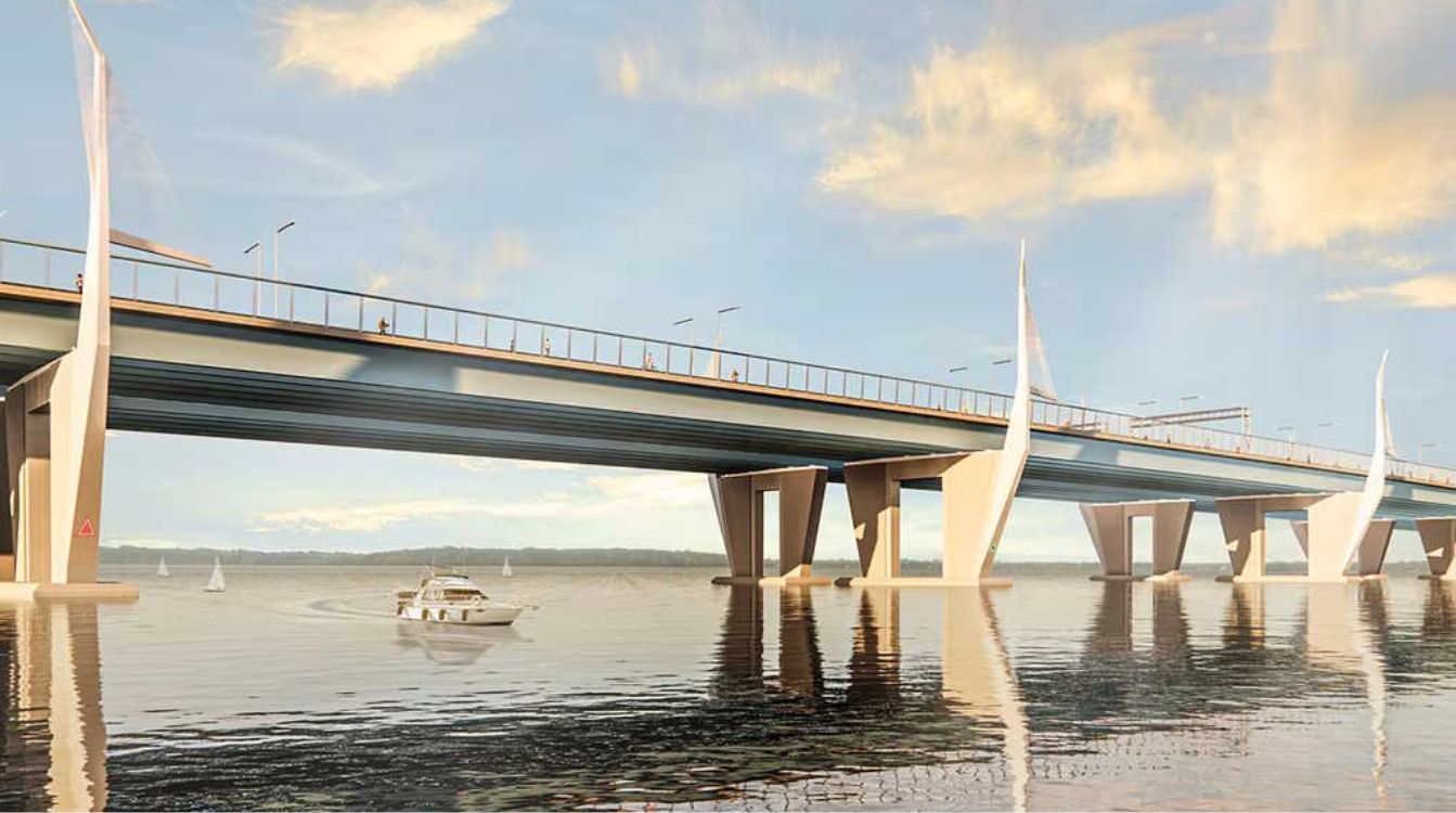 Simulación del futuro puente de l’Île aux Tourtes en Montreal (Canadá)