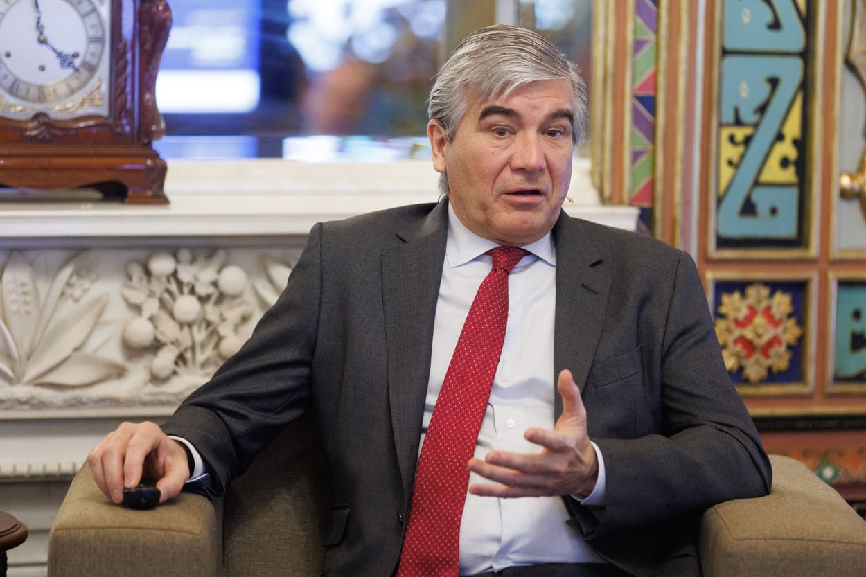 Francisco Reynés, presidente de Naturgy, durante su encuentro en la Cámara de Comercio de Madrid. EP