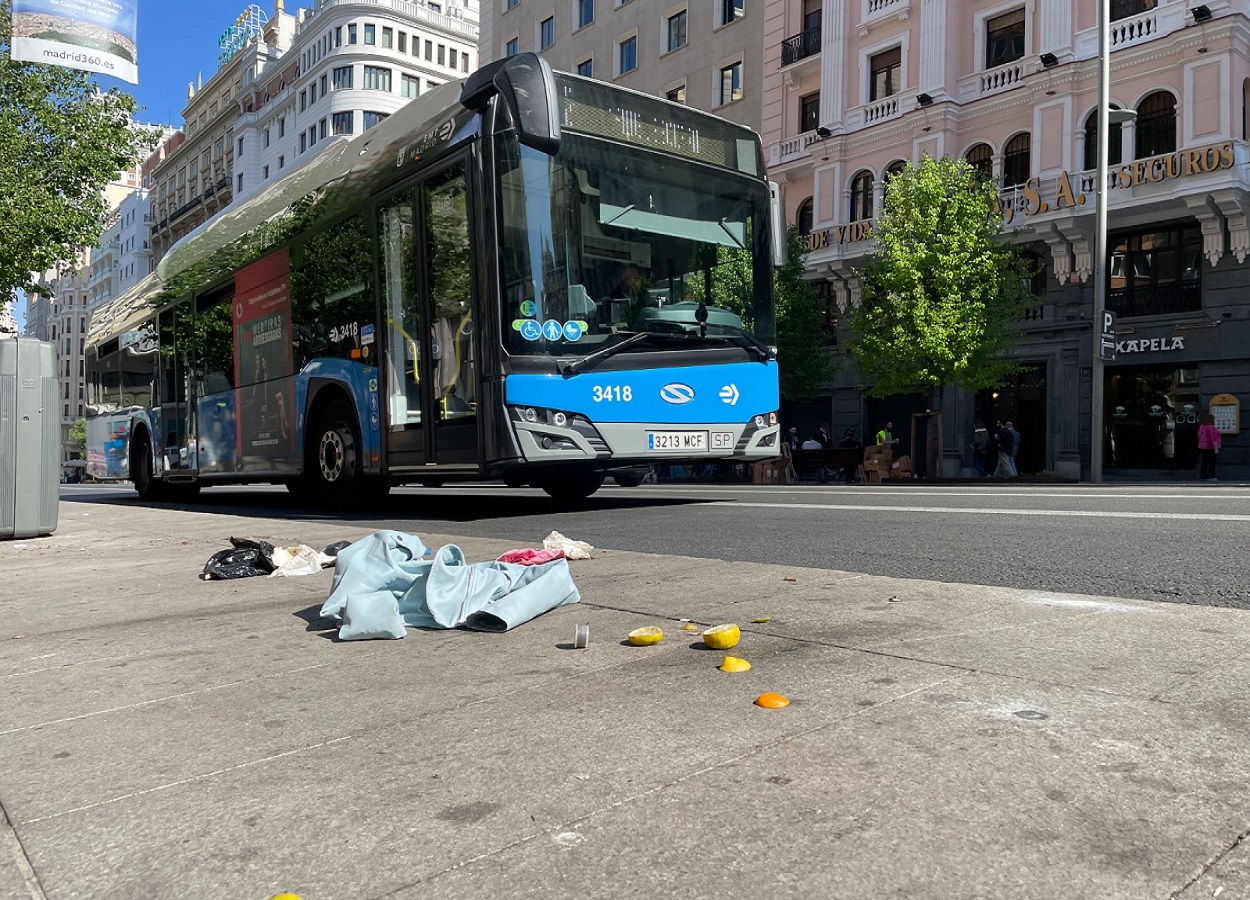 Gran Vía, una de las calles más sucias de Madrid. ElPlural