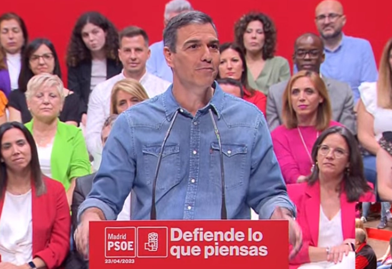 Pedro Sánchez, en un acto del PSOE en Fuenlabrada. @PSOE via YouTube.
