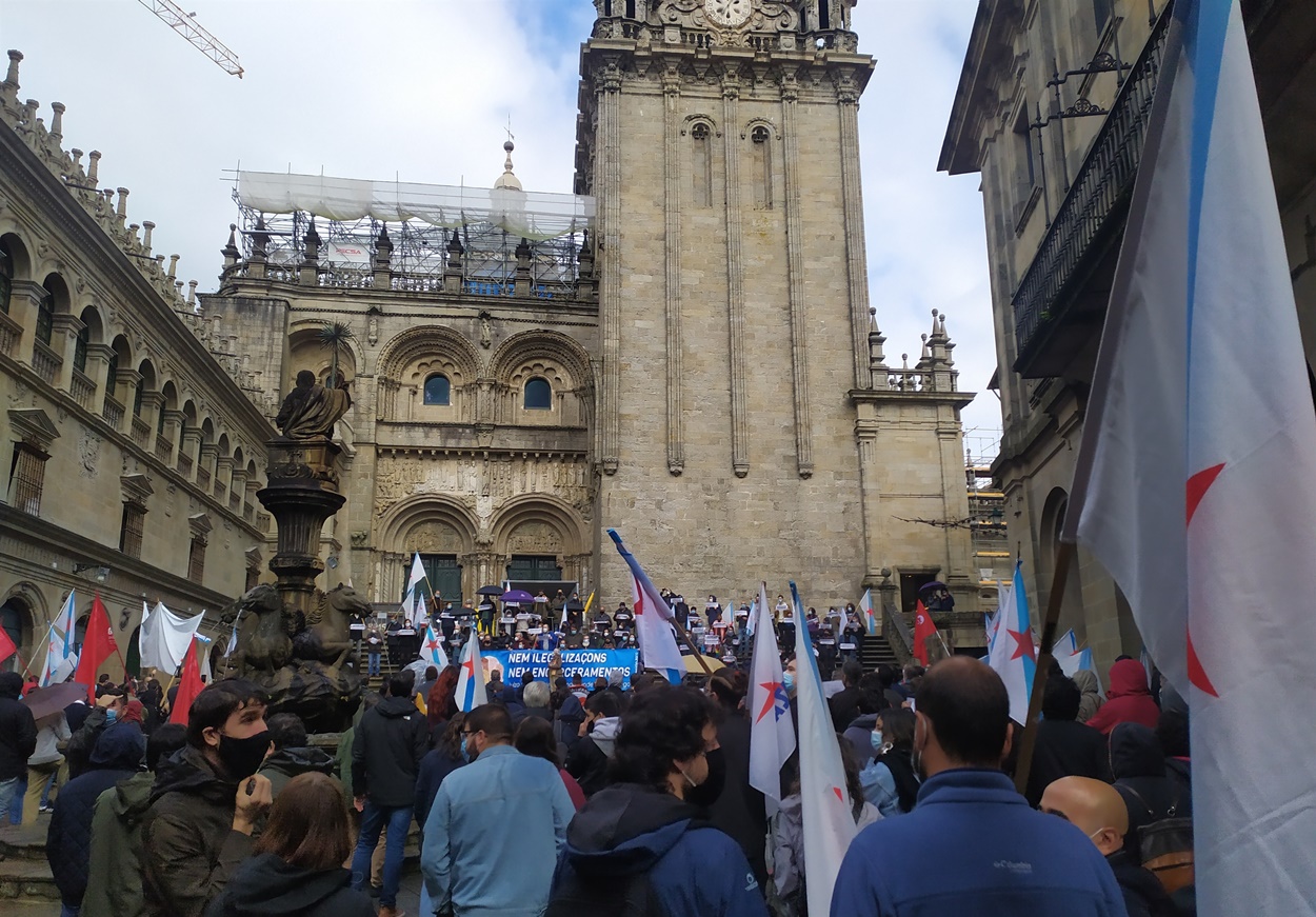 Imagen de una concentración celebrada en Santiago en octubre de 2020 en apoyo a los independentistas gallegos investigados en la Operación Jaro (Foto: Europa Press / Archivo).