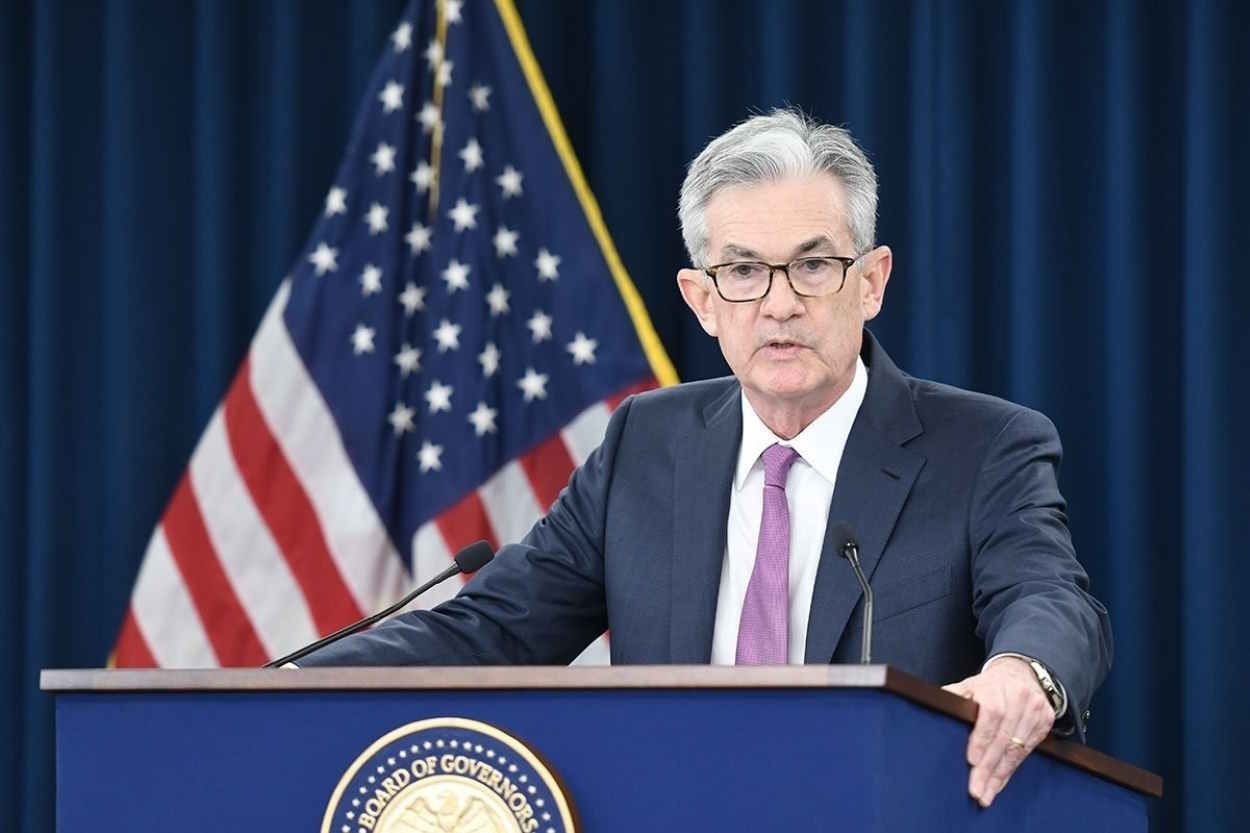 El presidente de la Reserva Federal de Estados Unidos (Fed), Jerome Powell, en una rueda de prensa. EP