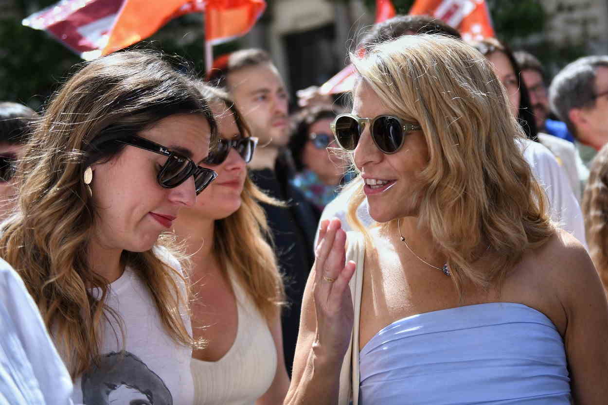 Yolanda Díaz e Irene Montero en la manifestación del 1 de mayo en Madrid. EP
