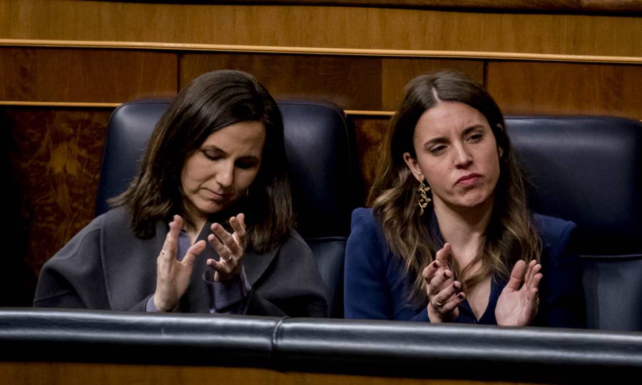 Ione Belarra e Irene Montero, ministras de Derechos Sociales e Igualdad, en el Congreso. EP