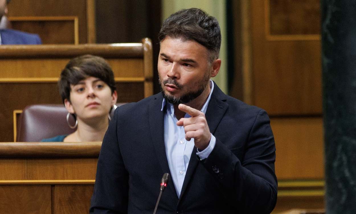 El portavoz de ERC, Gabriel Rufián, en el Congreso de los Diputados. EP