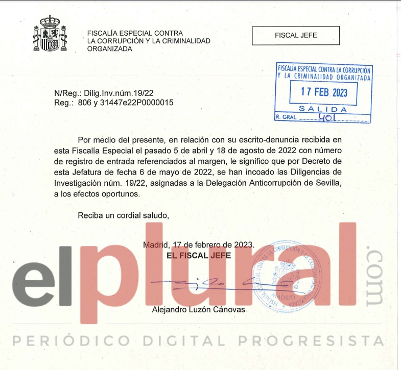 El PP miente: el documento que prueba que Anticorrupción investiga a Bendodo