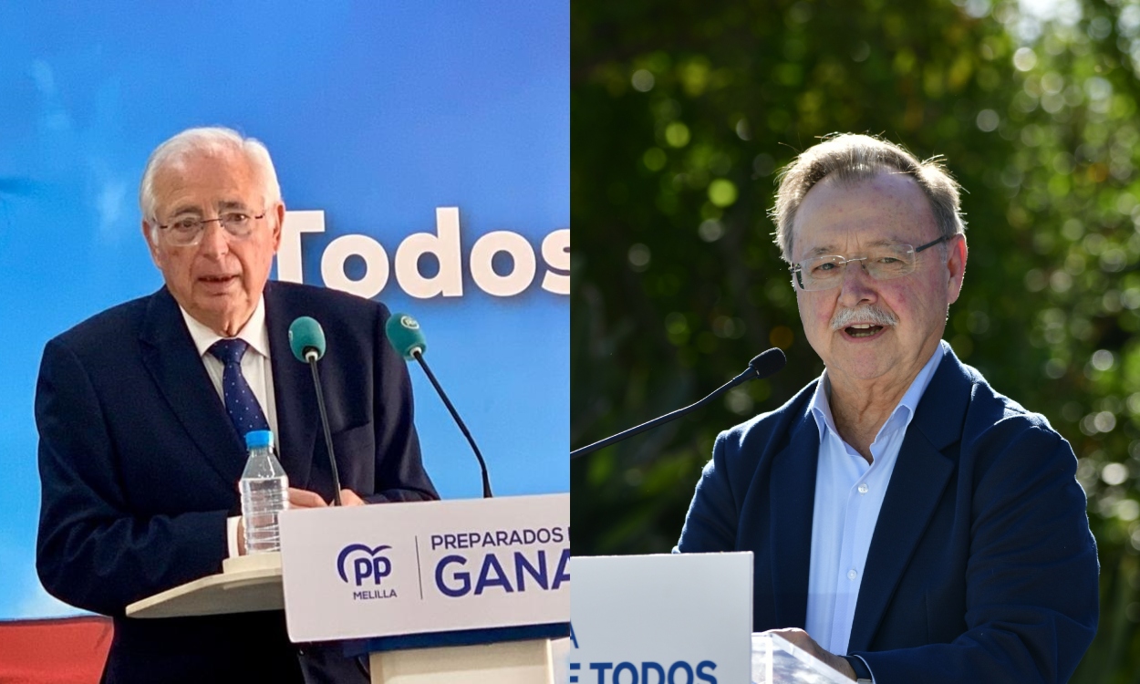 El presidente del PP y senador por Melilla, Juan José Imbroda (izquierda) y su homólogo de Ceuta, Juan Jesús Vivas. Elaboración propia / archivo.