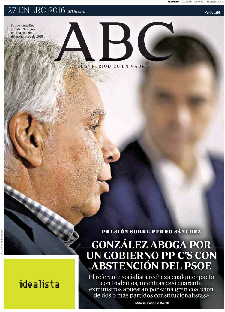 'ABC' oculta en su portada el escándalo de corrupción del PP valenciano