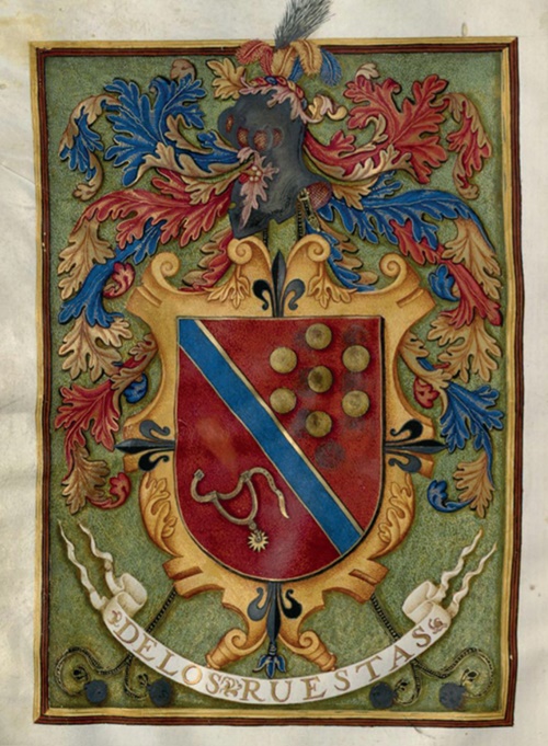 Escudo de los Ruesta, familia de cosmógrafos estrechamente unida a los Herrera Escudo de los Ruesta, familia de cosmógrafos estrechamente unida a los Herrera
