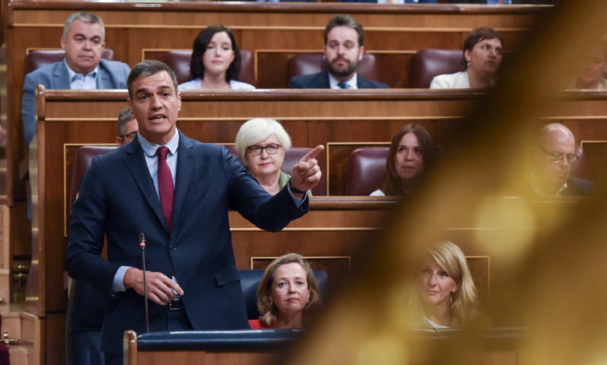 El presidente del Gobierno, Pedro Sánchez, en el Congreso. EP