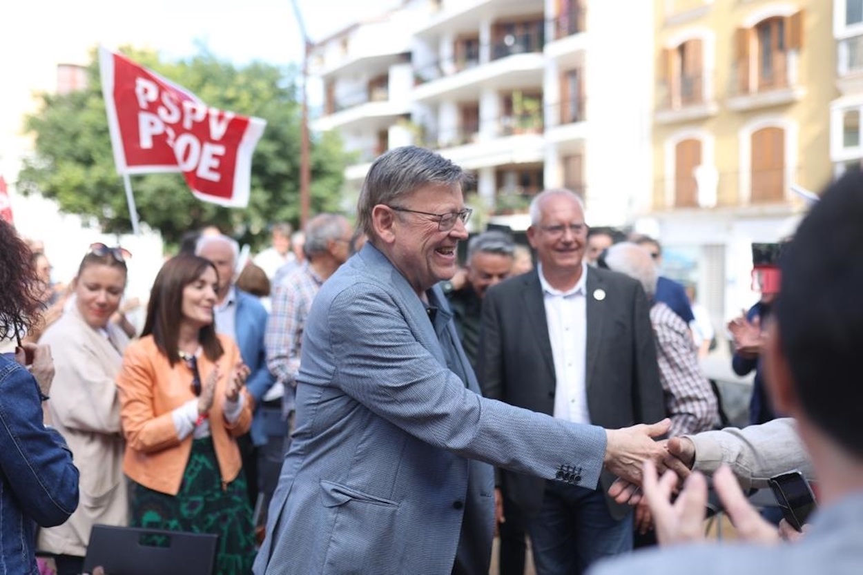 El 'president' de la Generalitat y candidato a la reelección por el PSPV PSOE, Ximo Puig, en un acto este sábado en Dénia (Alicante). EP