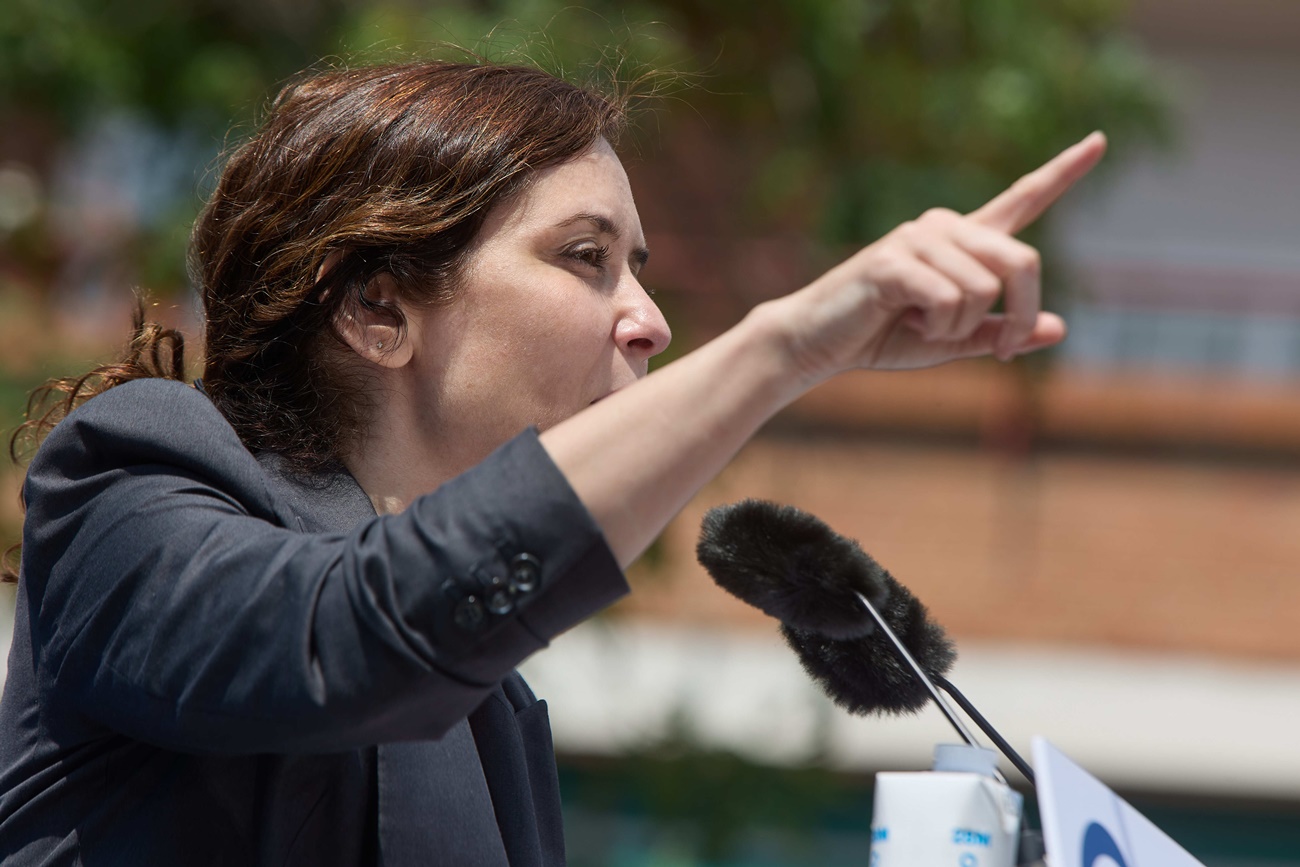 La presidenta de la Comunidad de Madrid, Isabel Díaz Ayuso, en un acto de la campaña electoral del Partido Popular.