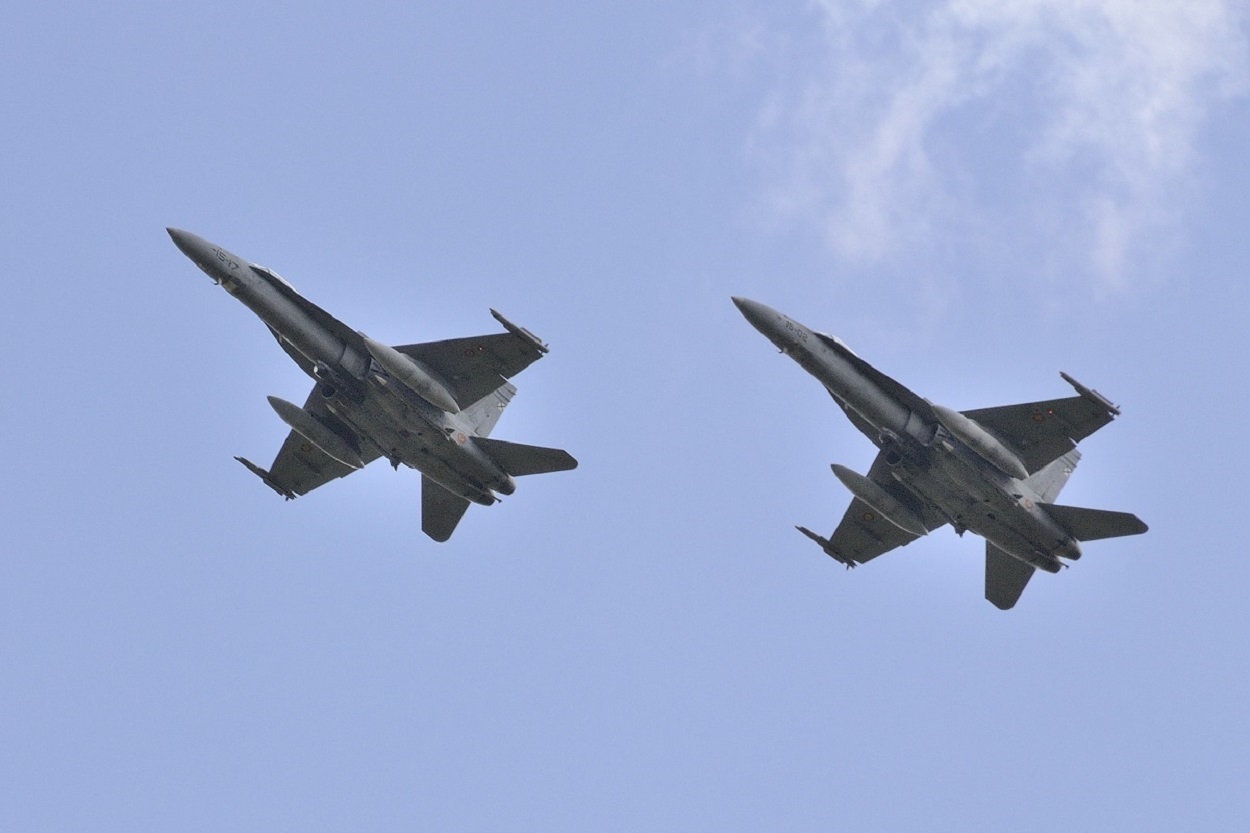 Imagen de recurso de aviones caza españoles F-18. EP.
