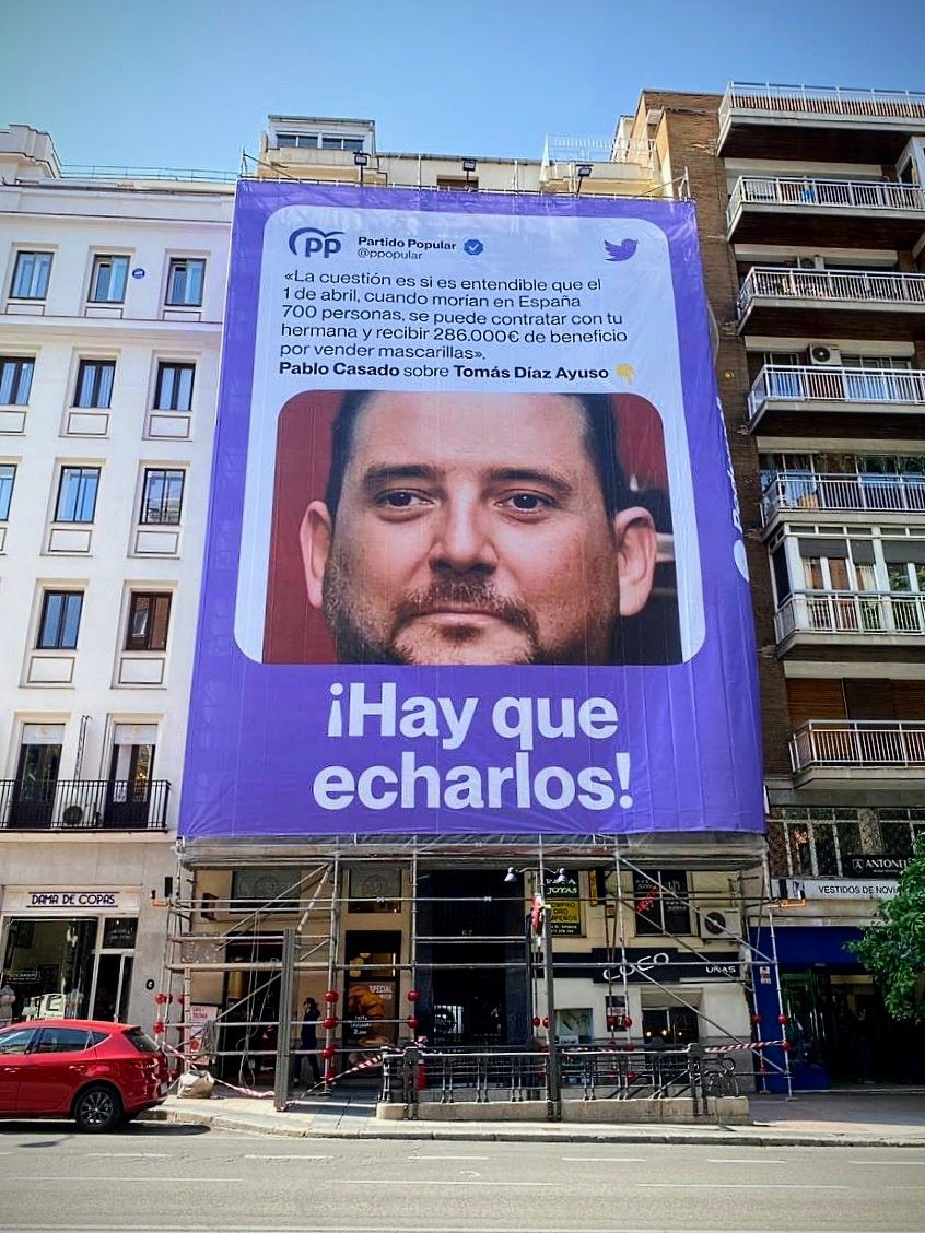 Tomás Díaz Ayuso. Lona electoral de Podemos en Madrid. 20.05.23 Tomás Díaz Ayuso. Lona electoral de Podemos en Madrid. 20.05.23