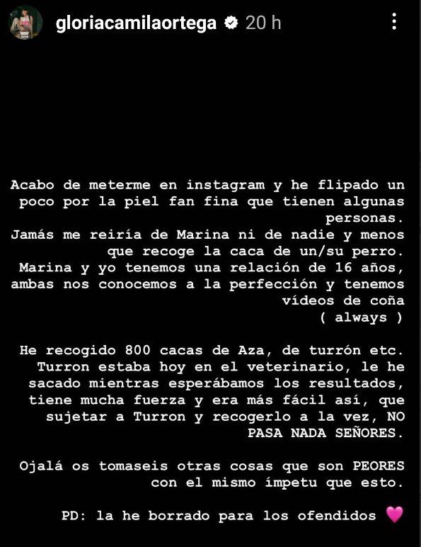 Historia de Gloria Camila en sus redes sociales Historia de Gloria Camila en sus redes sociales