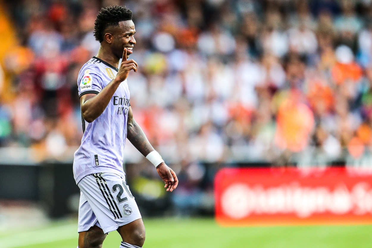 Vinicius durante el encuentro del domingo entre Valencia y Real Madrid. EP.