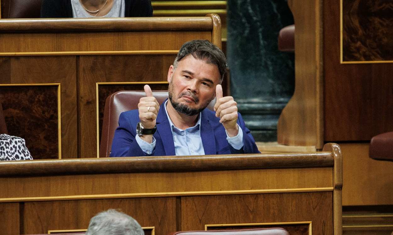 El portavoz de ERC, Gabriel Rufián, en el Congreso. EP