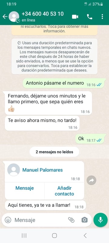 Mensaje 2 de compra de votos en Jaén. EP