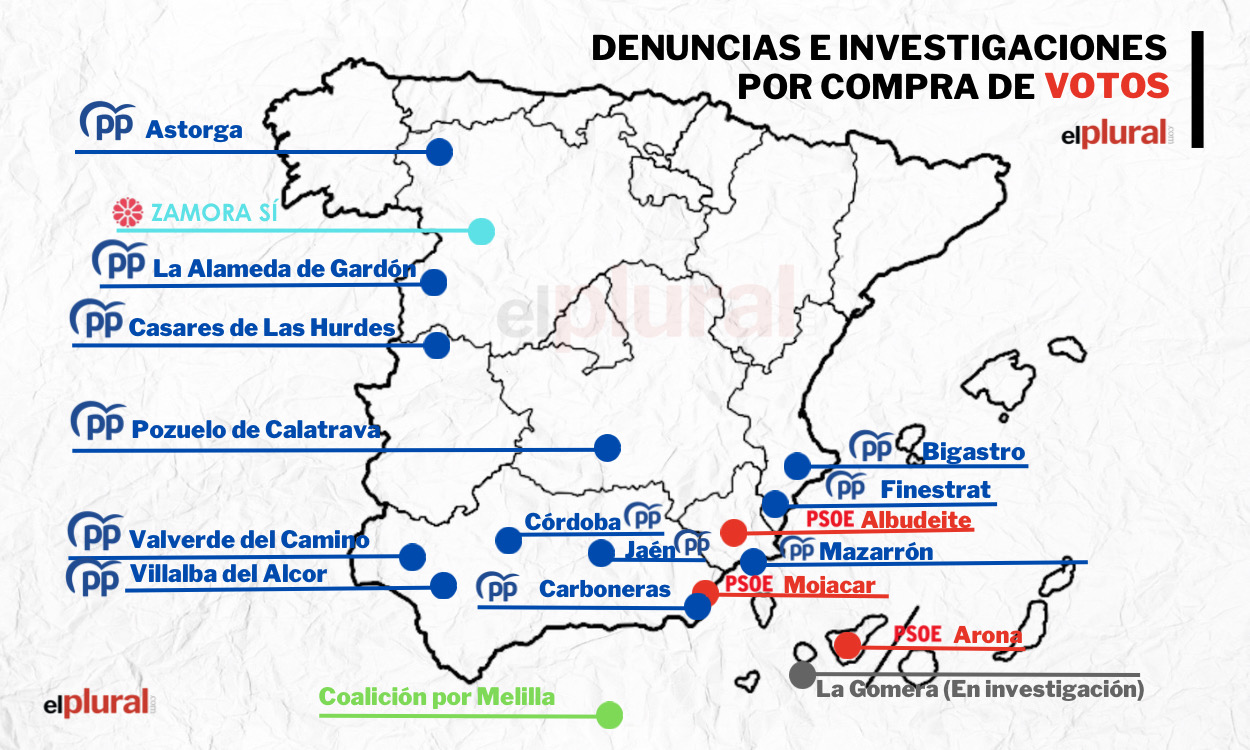 Mapa actualizado de denuncias por compra de votos. EP