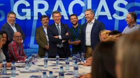 El líder del PP, Alberto Núñez Feijóo, en Génova 13. EP