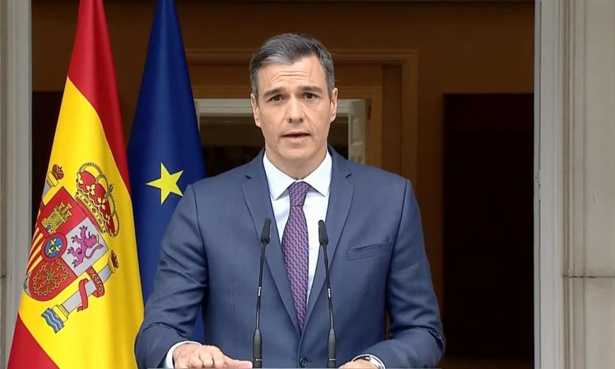 Pedro Sánchez, durante el anuncio de elecciones generales para el 23 de julio (2). Fuente Youtube Pedro Sánchez, durante el anuncio de elecciones generales para el 23 de julio (2). Fuente Youtube