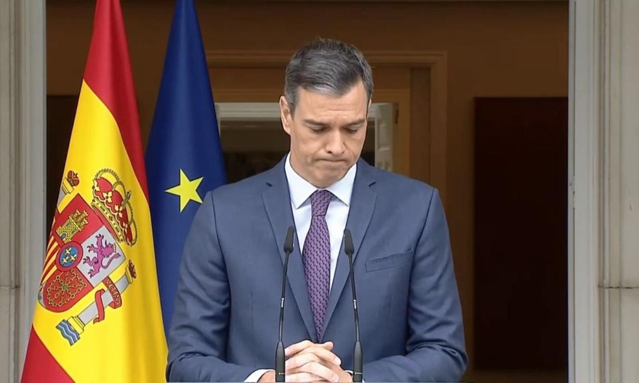 Pedro Sánchez, durante el anuncio de elecciones generales para el 23 de julio (3). Fuente Youtube Pedro Sánchez, durante el anuncio de elecciones generales para el 23 de julio (3). Fuente Youtube