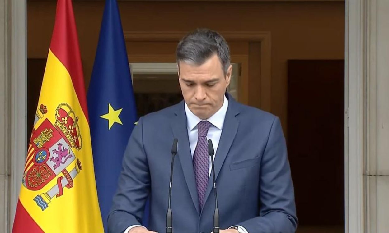 Pedro Sánchez, durante el anuncio de elecciones generales para el 23 de julio (5). Fuente Youtube Pedro Sánchez, durante el anuncio de elecciones generales para el 23 de julio (5). Fuente Youtube