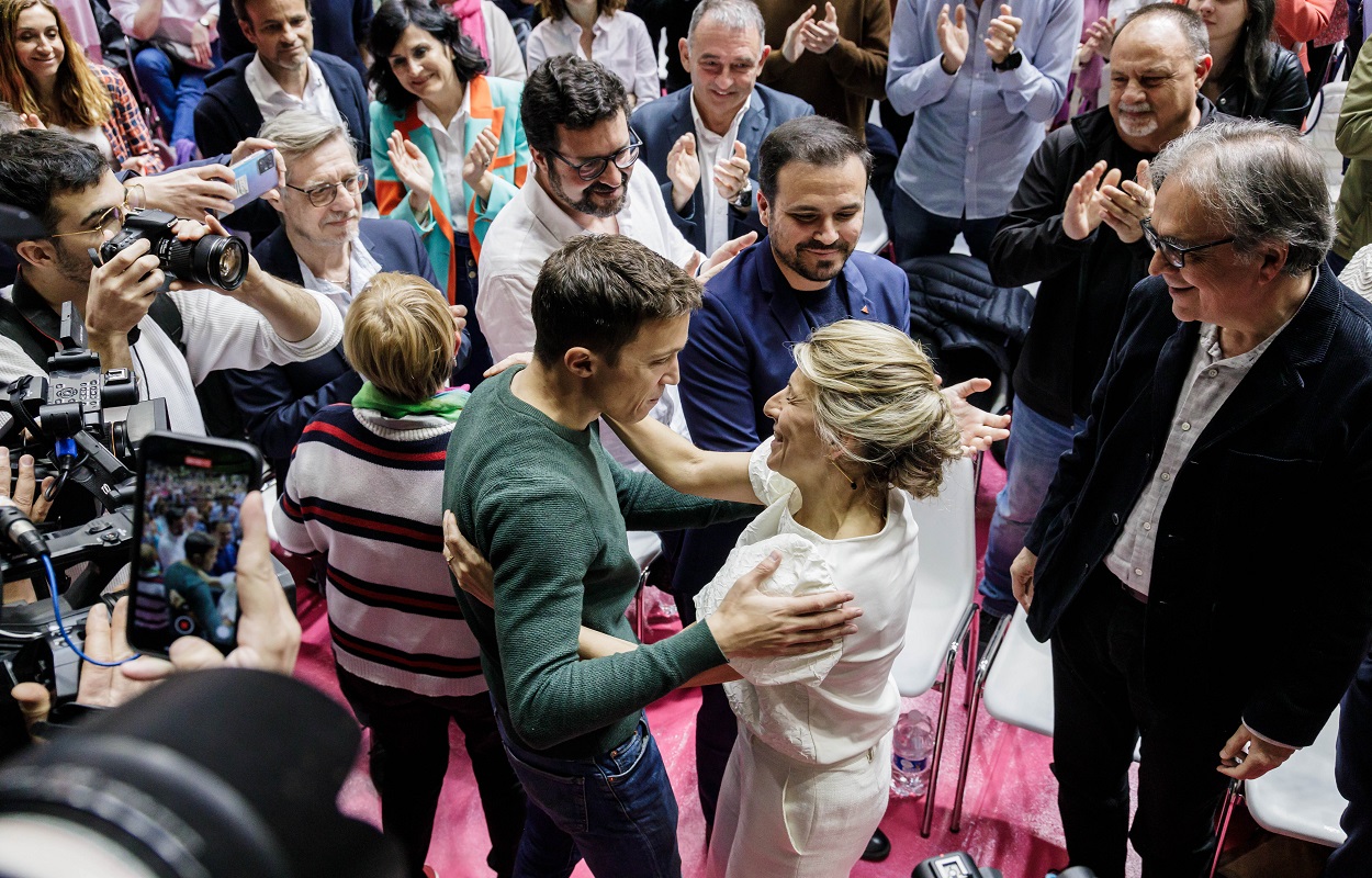 Yolanda Díaz con Íñigo Errejón y Alberto Garzón. EP