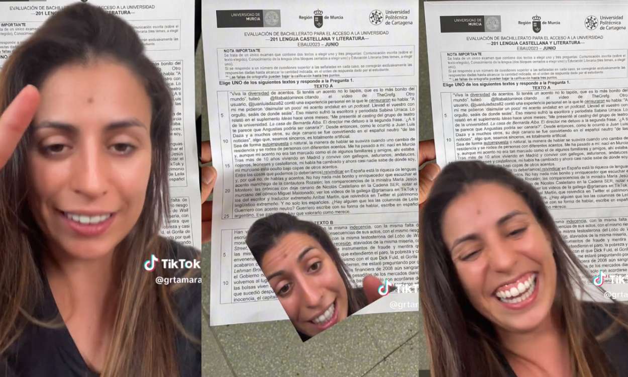 Vídeo de @grtamara mostrando el examen de EBAU en el que sale. TikTok