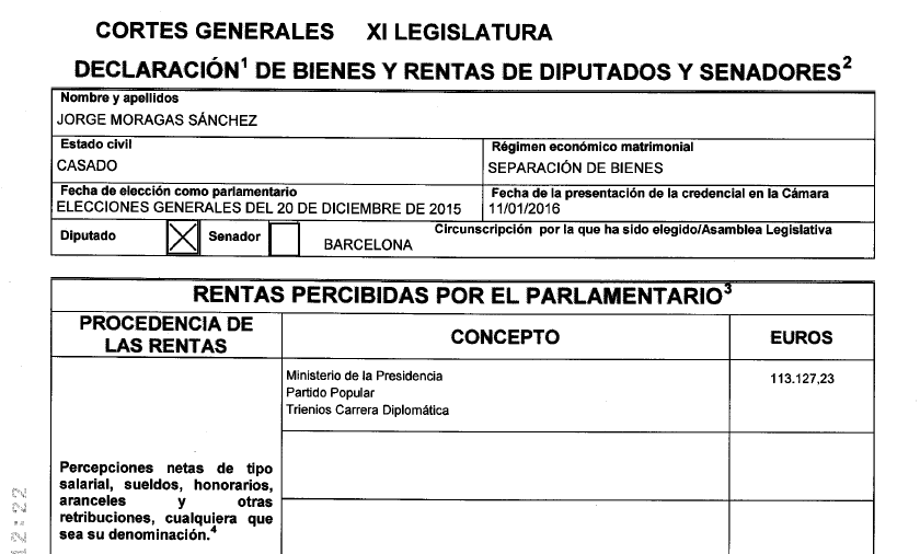 Moragas cobró ‘ilegalmente’ del PP en 2015 