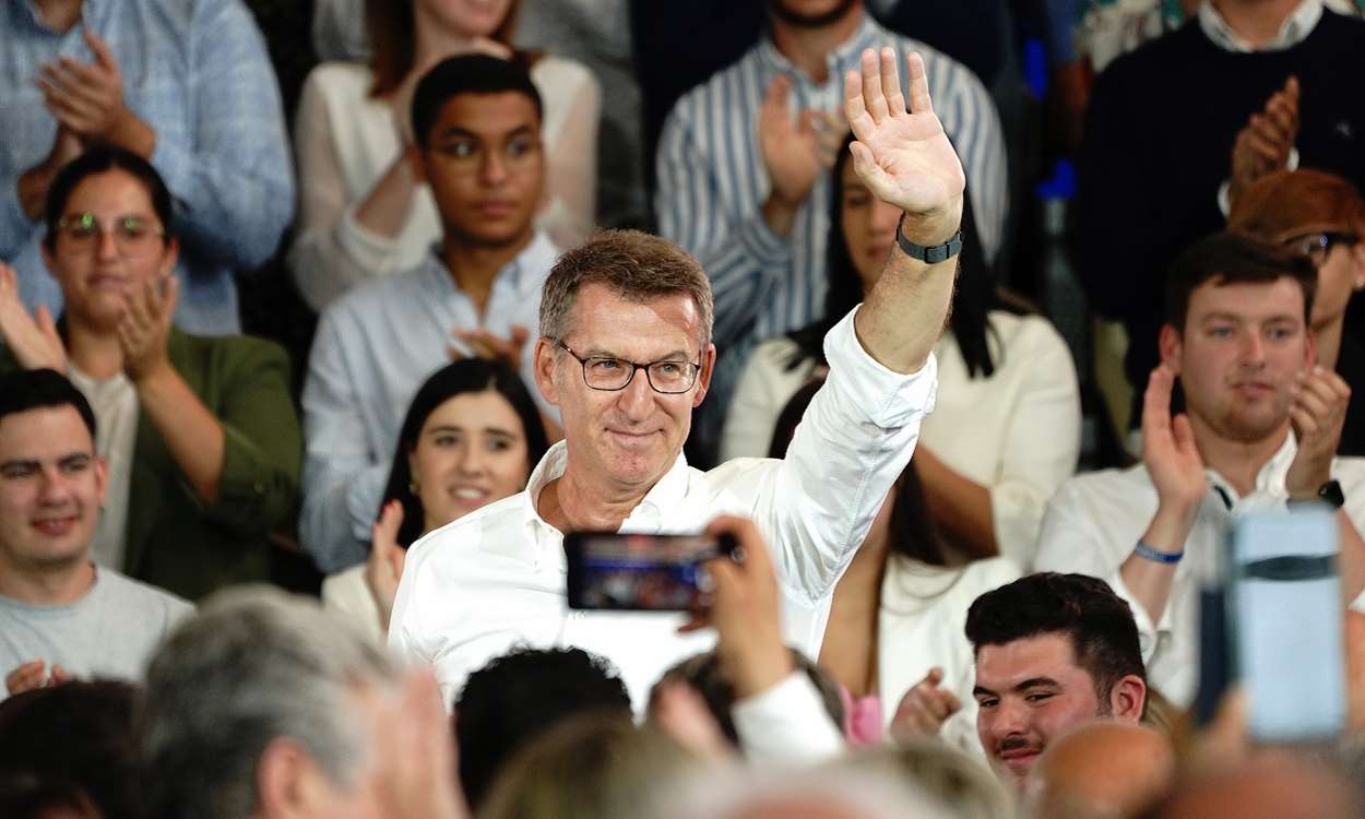 El líder del PP, Alberto Núñez Feijóo, en la Junta Directiva de partido de Galicia. EP