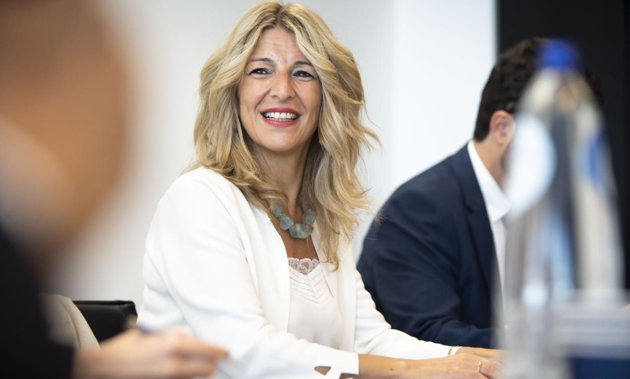 Yolanda Díaz durante una reunión en Luxemburgo, en una imagen de archivo. EP