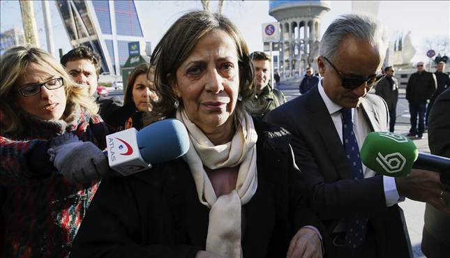 Carmen Navarro, tesorera del PP, a su llegada a los juzgados de Plaza Castilla (Madrid)