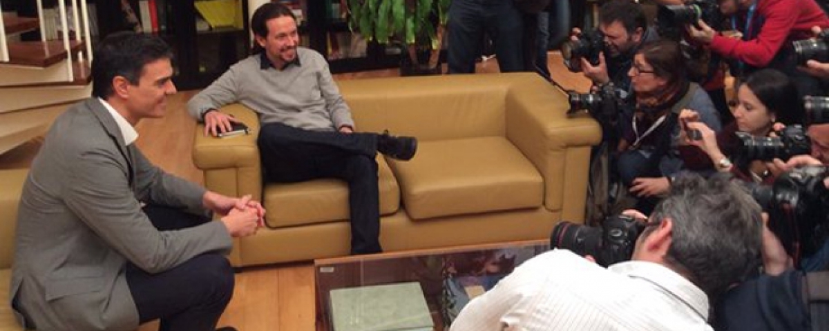 Pedro Sánchez y Pablo Iglesias reunidos