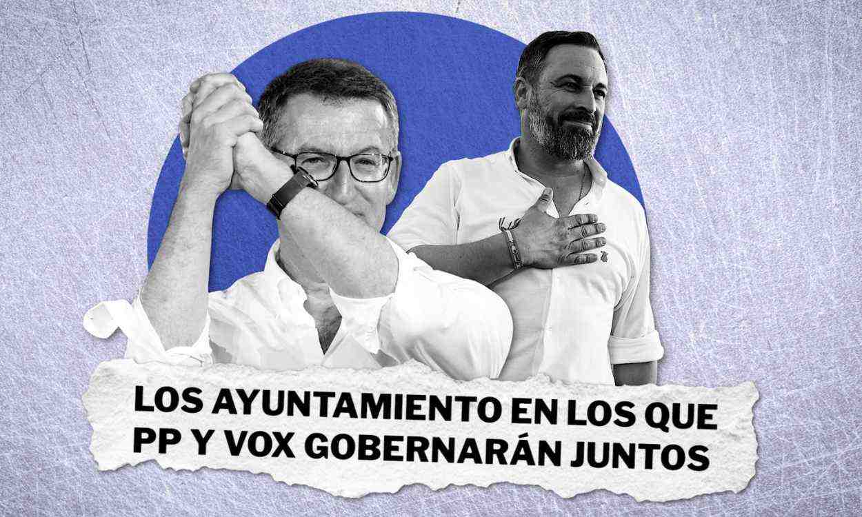 Los 13 ayuntamientos en los que PP y Vox gobernarán juntos, algunos sin necesitarles. Elaboración propia