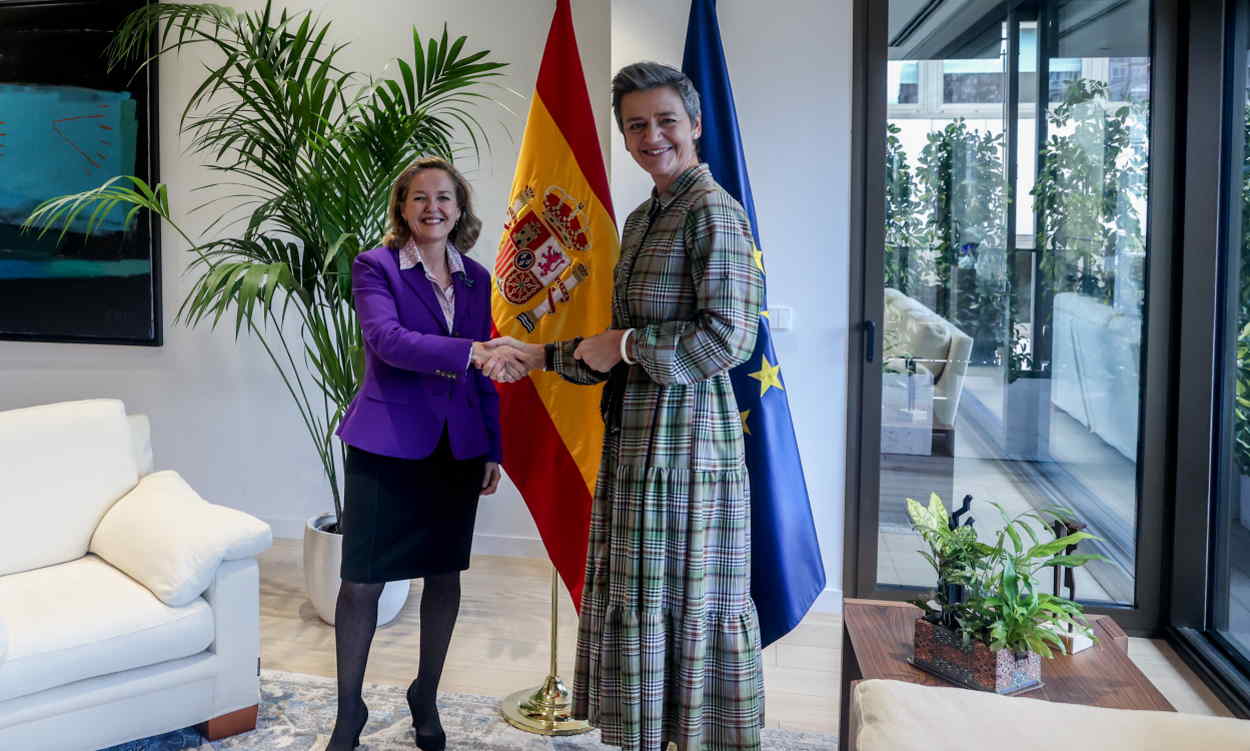 Calviño y Vestager, principales rivales para presidir el Banco Europeo de Inversiones (BEI). EP.