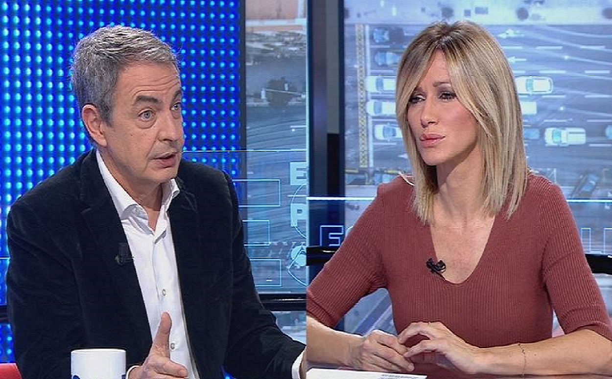 El expresidente del Gobierno, José Luis Rodríguez Zapatero, y Susanna Griso. Antena 3