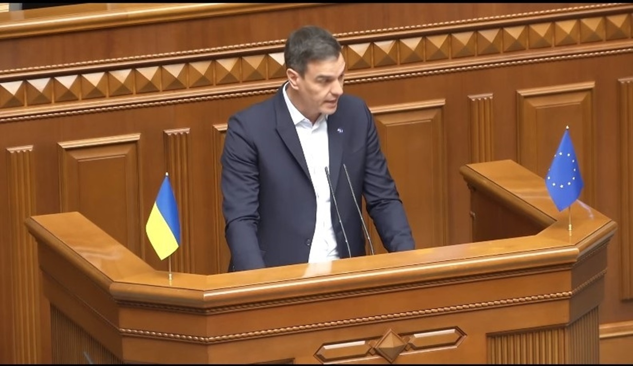 Pedro Sánchez interviene en el parlamento ucraniano