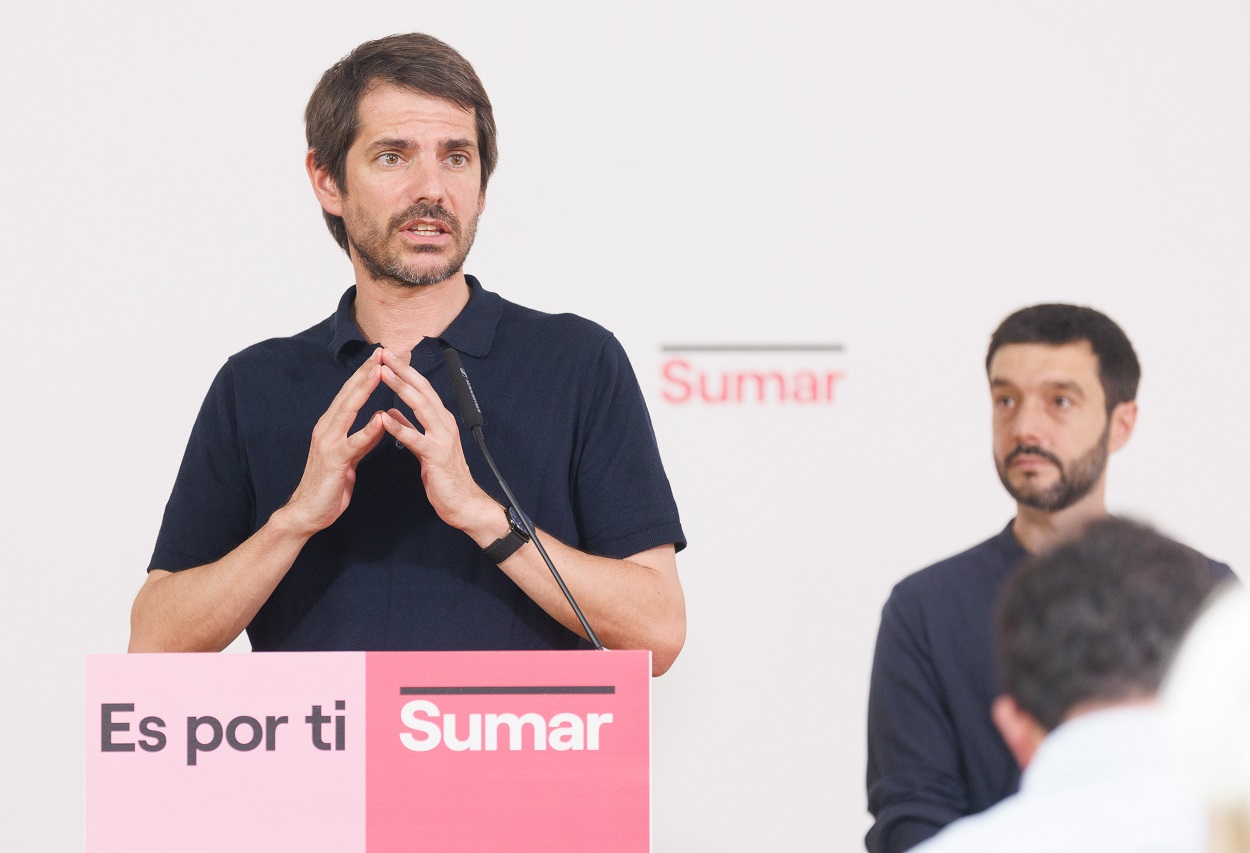 El portavoz de Sumar, Ernest Urtasun, interviene durante el acto de presentación del programa electoral de Sumar para las elecciones generales del próximo 23 de julio. Eduardo Parra / Europa Press