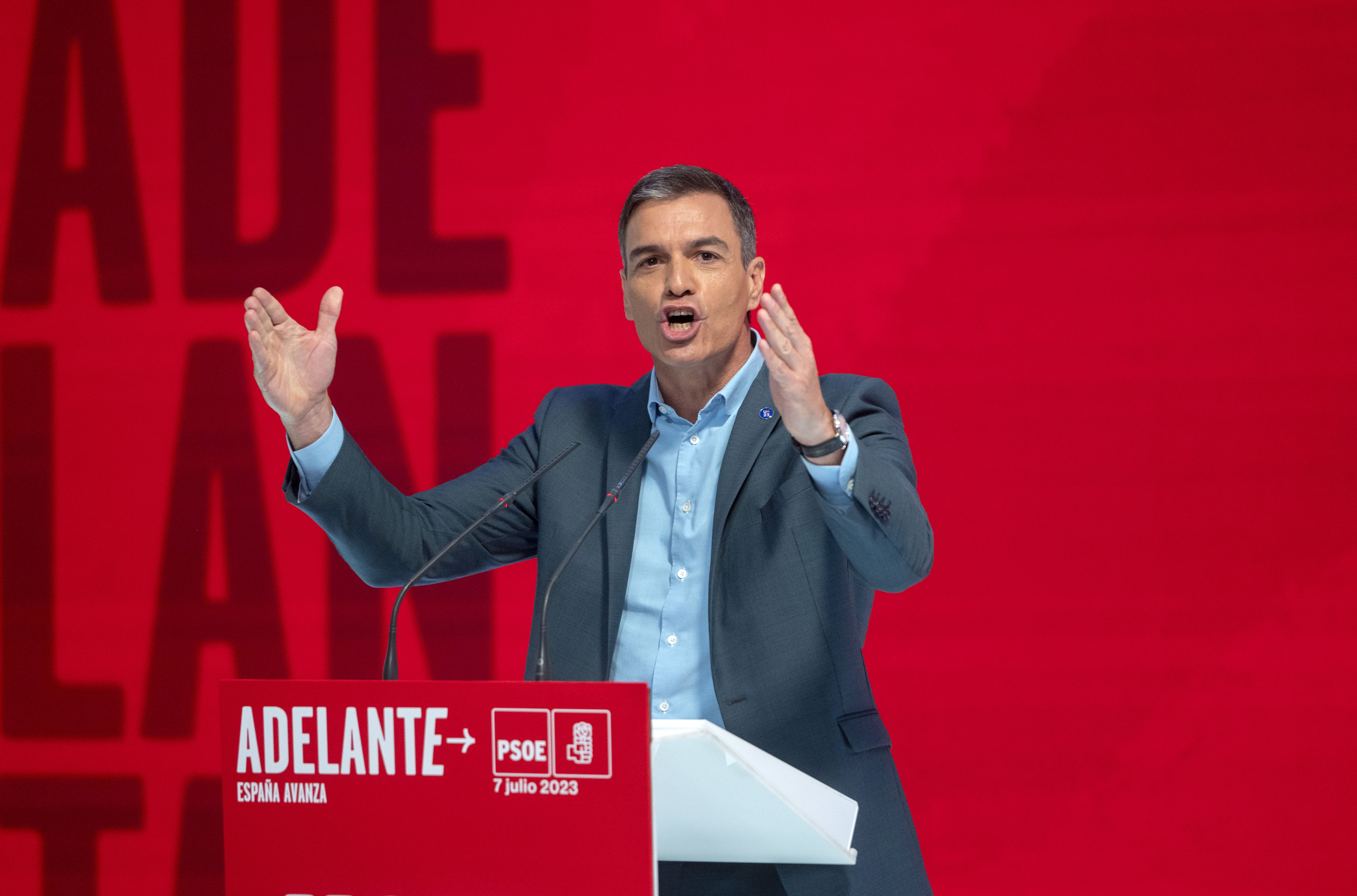 El presidente del Gobierno, Pedro Sánchez, en la presentación del programa del PSOE para el 23J