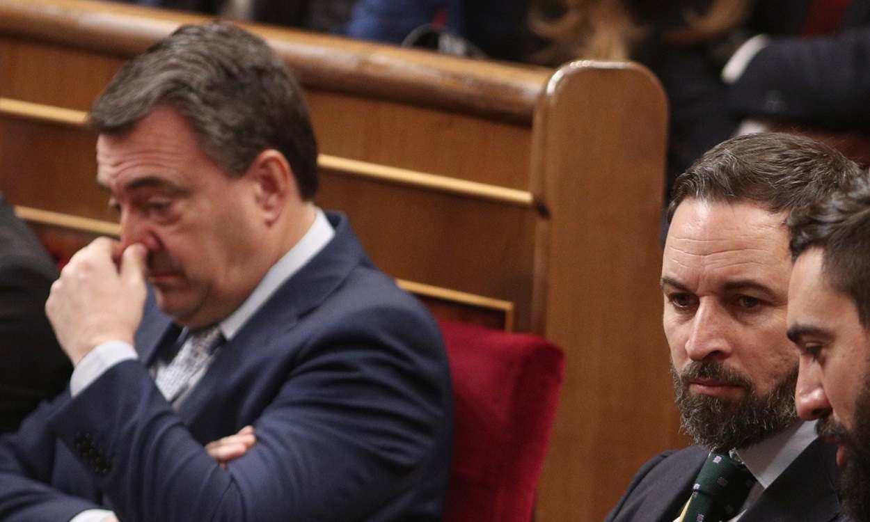 El portavoz del PNV en el Congreso, Aitor Esteban, y el presidente de Vox, Santiago Abascal. EP