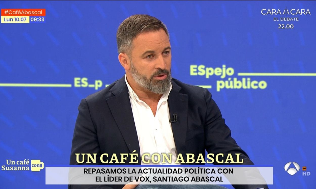El presidente de Vox, Santiago Abascal, en 'Espejo Público'. Atresmedia.