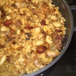 Migas con torreznos y tortilla de coliflor Migas con torreznos y tortilla de coliflor