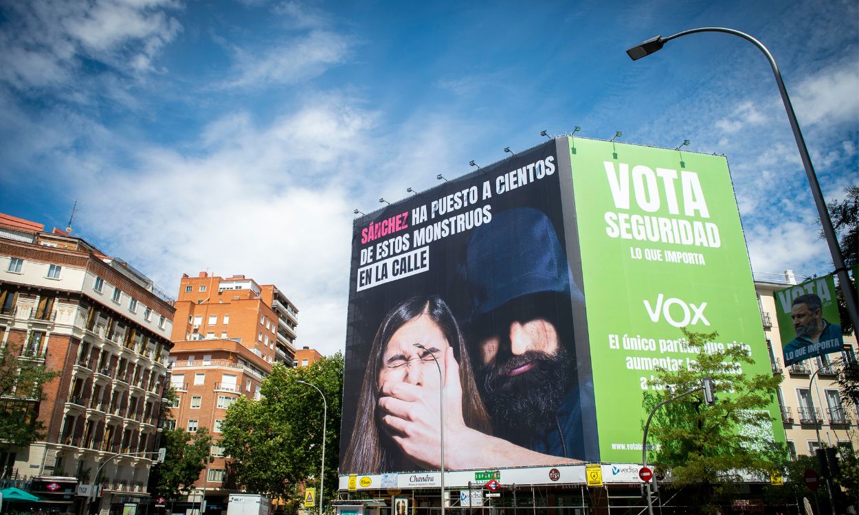 La nueva lona de Vox en campaña electoral en Madrid. EP.
