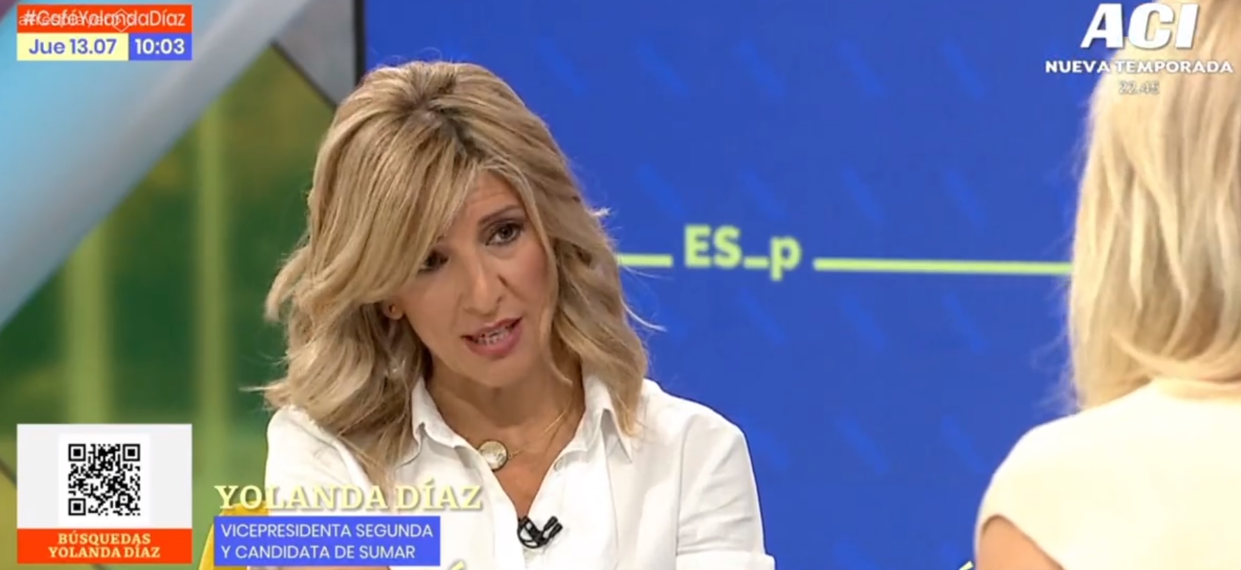 La vicepresidenta del Gobierno y líder de Sumar, Yolanda Díaz. Antena 3.