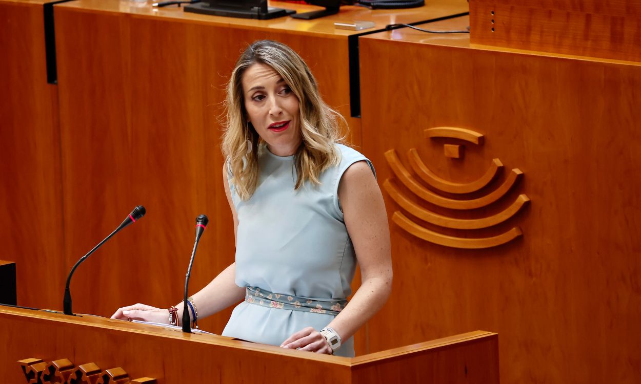 María Guardiola (PP) en su discurso de investidura para la presidencia de Extremadura. EP.